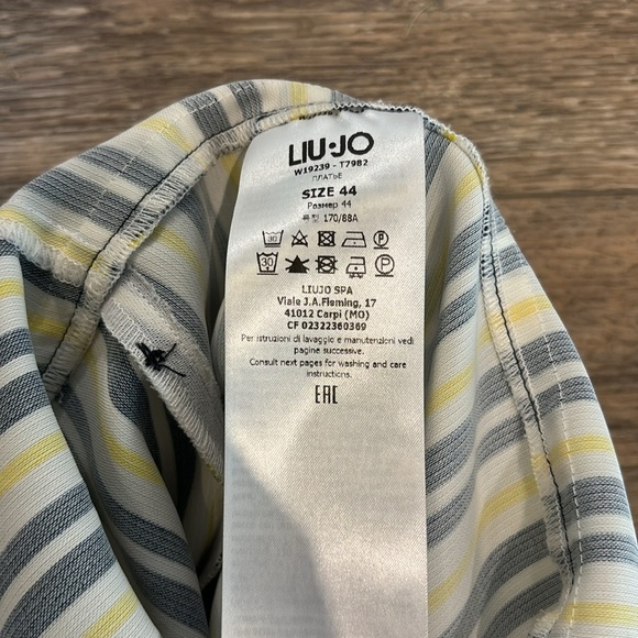 Liu Jo NWT Women's 8 Yellow & Black Stripes One Shoulder Jumpsuit Made in Italy - Picture 10 of 10